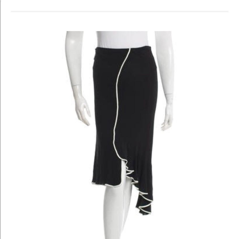 Black with white trim skirt, by Yigal Azrouel